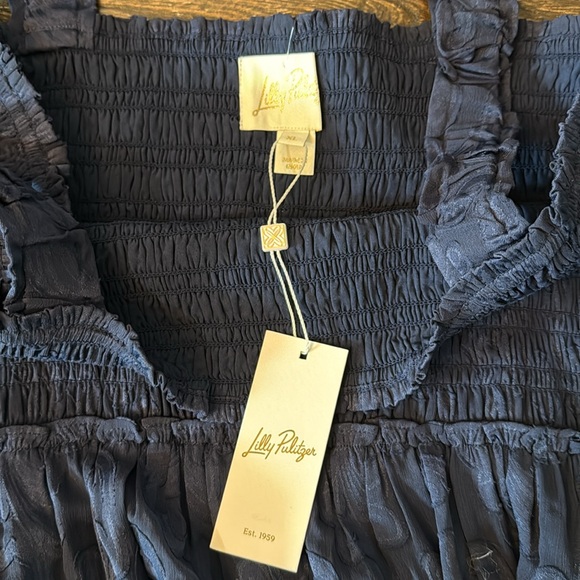 LILLY PULITZER SIZE MEDIUM HADLY SMOCKED MAXI DRESS *TRUE NAVY SIZE XL - Picture 8 of 11